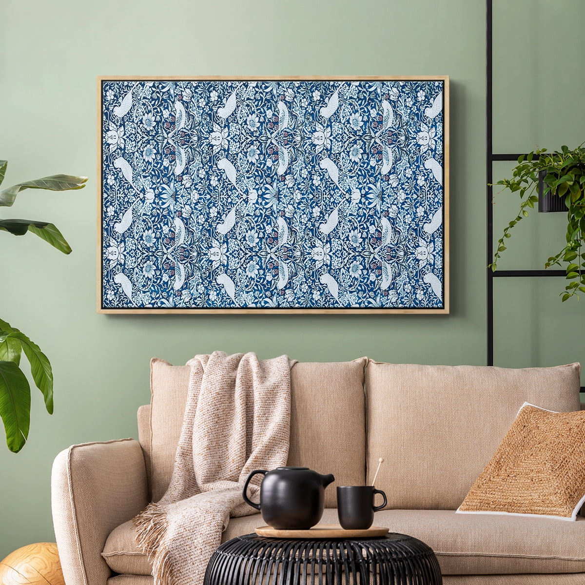Vintage Abstract Print-LIX Framed in Natural Wood Wood Gallery Wrapped Canvas 27 in. x 41 in.