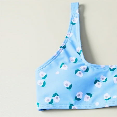 

Gubotare Girl s Two Piece Swimsuit Sport High Waist Bikini Set Bathing Suit Summer Beach Rash Guard Swimwear Swimwear for Girls Blue 10-11 Years