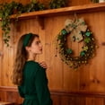 thumbnail image 6 of St. Patrick's Day Wreath with Bow, Fall Decor Wreaths for Front Door, Realistic Pine Wreath, Large Green Cypress Wreaths for Home Fireplace Wall Window Porch Outdoor Xmas Holiday Decor (B, 14.15"), 6 of 8