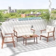 thumbnail image 1 of Costway Ensemble de Conversation pour Patio 4 Pcs Canapé en Bois d'Acacia Table Basse avec Siège Coussiné, 1 of 10