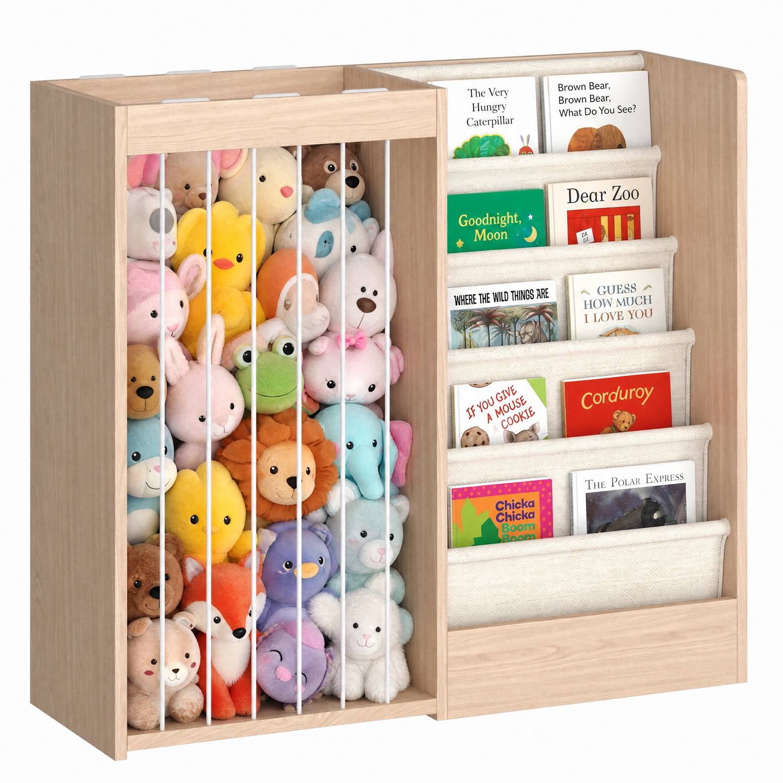 Fowroa Toy Storage Bookcase, Modern 6-Tier Stuffed Animal Storage ,Toy Organizer Bookcase, Book Rack , Display Shelf Natural