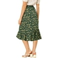 thumbnail image 3 of INSPIRE CHIC Women's Floral Elastic Waist Ruffle High Low Hem Skirts XS Green, 3 of 6