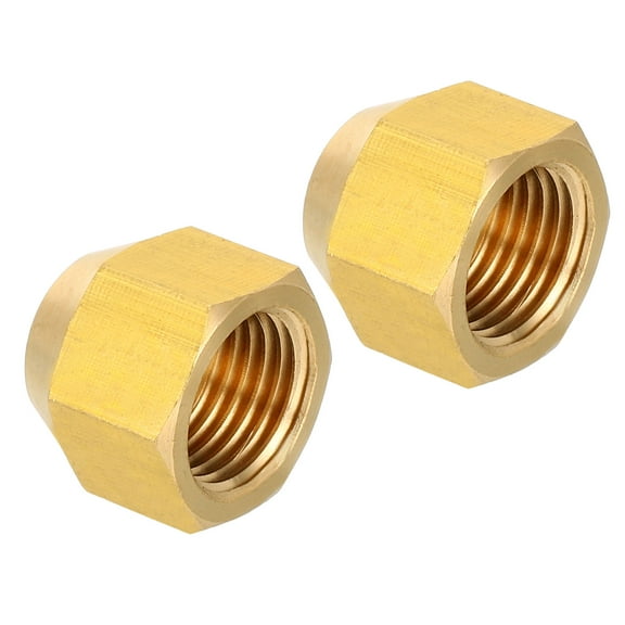 Uxcell 1/2-20 UNF Brass Compression Cap Fitting, 2 Pcs External Stop Valve Cap 45 Degree Flare Tube Fitting Sealing Plug