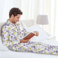 thumbnail image 6 of Naloa Daisies Flowers Men’s Pajamas Set - Long Sleeve Button Down Sleep Shirt and Pajama Bottoms Sleepwear Set-Medium, 6 of 7