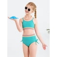 thumbnail image 5 of GYRATEDREAM Girls 2 Piece Swimsuit Woven Color Block Welt Adjustable Straps Swimwear Top High Waisted Bottom Bikini Sets Bathing Suits, 5 of 9