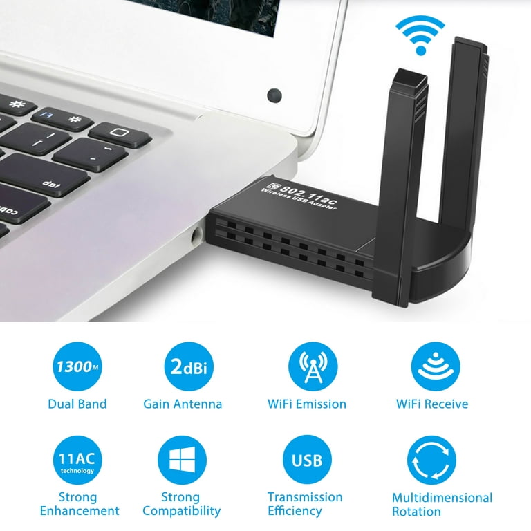 USB WiFi Adapter for Desktop, TSV 150Mbps/600Mbps Wireless Network Adapter  for PC, Dual-Band 2.4G/5GHz Wifi Dongle Support Windows, Mac OS, Linux 