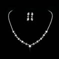 thumbnail image 5 of Bride Silver Bridal Necklace Earrings Set Crystal Bridal Wedding Jewelry Set Rhinestone Choker Necklace for Women and Brides, 5 of 9