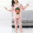 thumbnail image 2 of Gubotare Pyjama pour Filles Mignon Little et Pyjama pour Grandes Filles - Manches Longues Confortables Ensemble 2 Pcs (Rouge Melon D\'eau, 9-10 Ans), 2 of 7