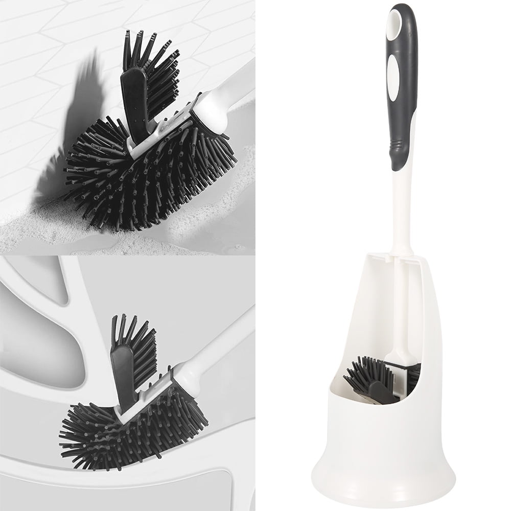 ODOMY TPR Toilet Brush Set Plastic Holder with Spare Replacement Brush