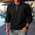 thumbnail image 2 of XAOWF Men'S Quarter-Zip Casual Sweatshirt Long Sleeve Turndown Collar Loose Fit Stylish Comfort Pullover Everyday Wear 2025 Autumn Comfort Breathable Tops, 2 of 9