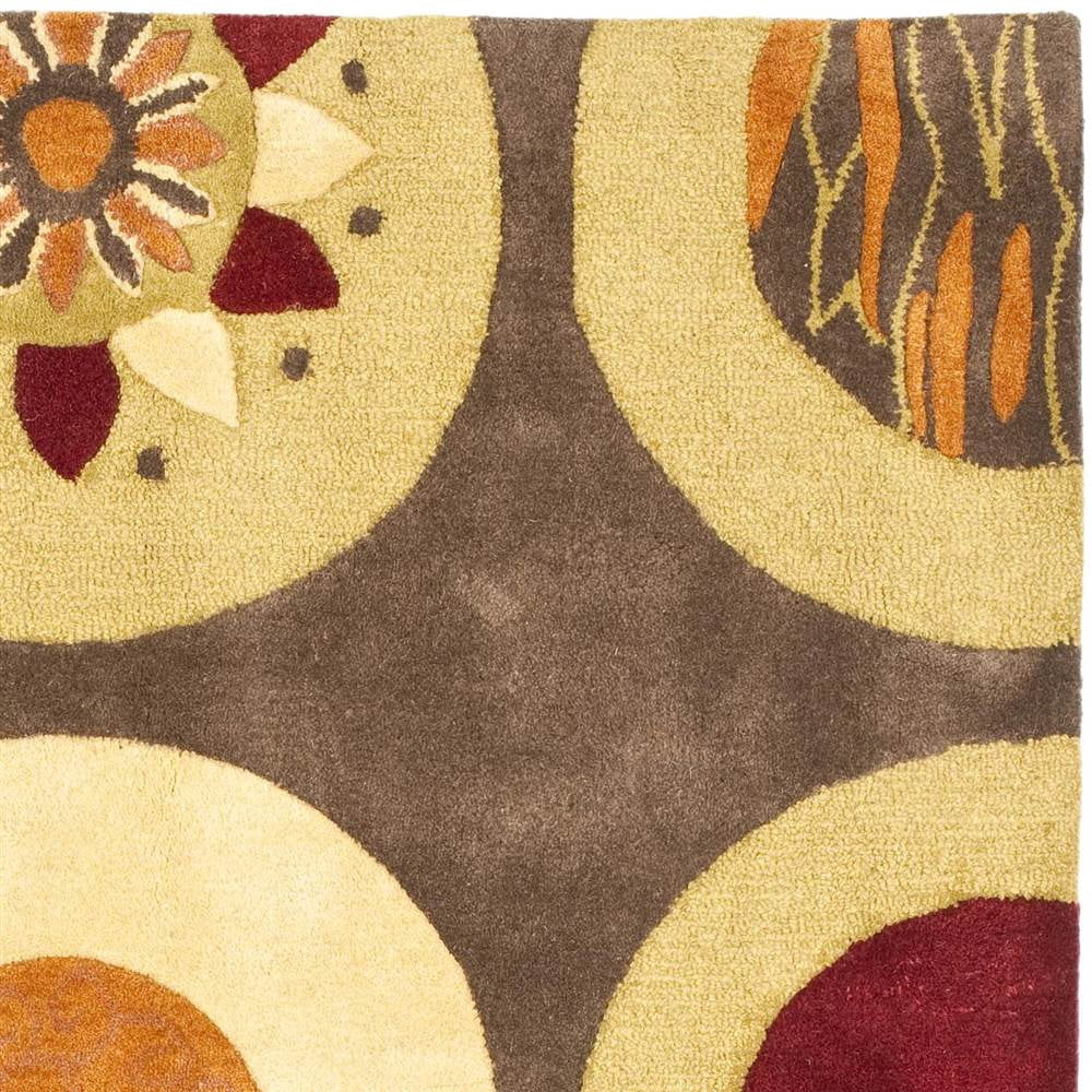 SAFAVIEH Soho Selma Geometric Wool Area Rug, Brown/Multi, 6' x 6' Square