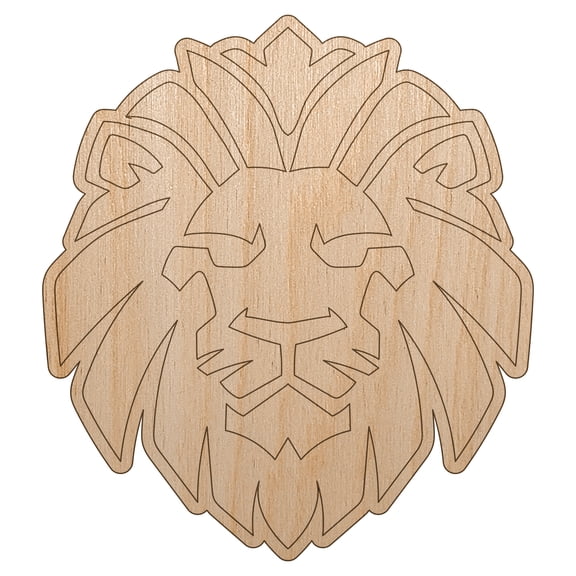 Regal Lion Head Wood Shape Unfinished Piece Cutout Craft DIY Projects - 4.70 Inch Size - 1/8 Inch Thick