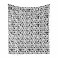 thumbnail image 1 of Floral Soft Flannel Fleece Blanket, Doodle Blossoming Petals with Leaves Flourish Summer Gardening Hand Drawn, Cozy Plush for Indoor and Outdoor Use, 50" x 60", Charcoal Grey White, by Ambesonne, 1 of 6