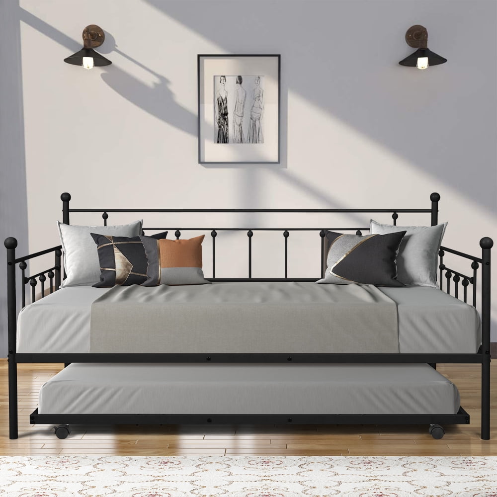 Twin Daybed Frame with Trundle Included, YOFE 2 in 1 Twin Size Bed