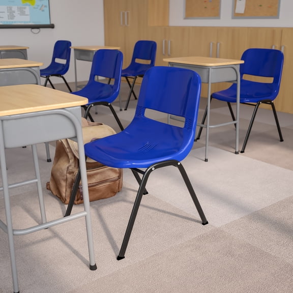 Emma Oliver Blue Ergonomic Shell Student Stack Chair - Classroom Chair / Office Guest Chair