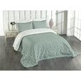 thumbnail image 3 of Ambesonne Retro Quilted Bedspread Set 3 Pcs, Delicate Floral, King Size, Pale Sage Green White, 3 of 5