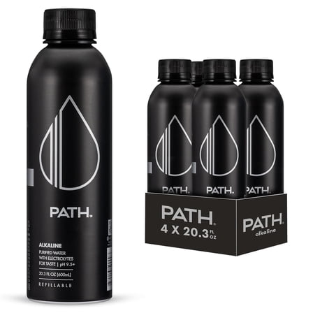 PATH Water Ultra-Purified Alkaline Water, 20 fl oz, 4 Pack Aluminum Bottles