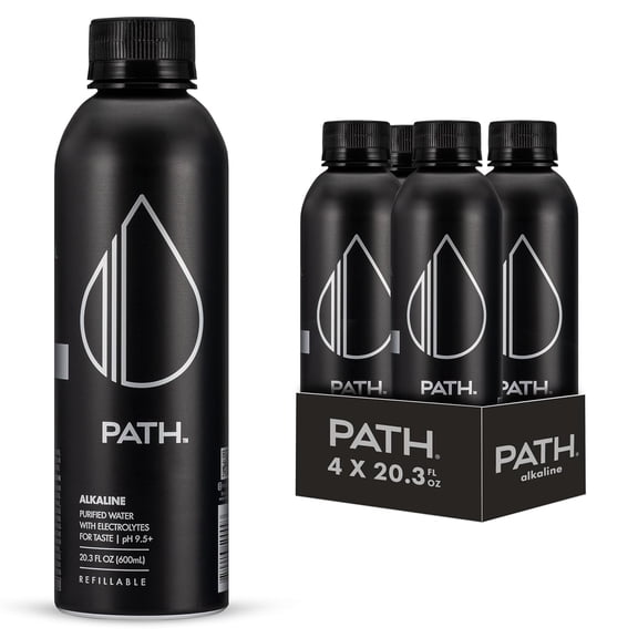 PATH Water Ultra-Purified Alkaline Water, 20 fl oz, 4 Pack Aluminum Bottles