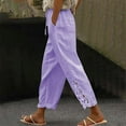 thumbnail image 5 of Uqiangy Capri Linen Pants For Women Summer Pants For Women Women's Pants & Capris Womens Seersucker Pants Capris Pants For Women Summer Pants For Women 2025 Linen Pants For Women Purple 3XL, 5 of 8