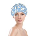 thumbnail image 2 of Daisies Flowers Bloom Shower Cap, Reusable Bath Hair Hat for all Hair Lengths Hair Cover with Elastic Band Double Waterproof Layers Bathing Hat, 2 of 5