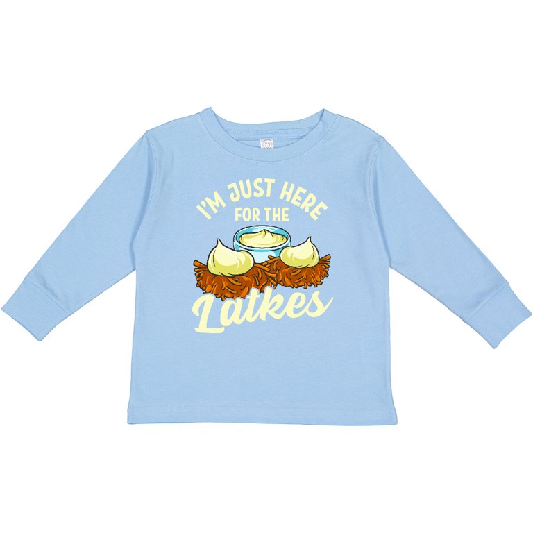 Here for the Latkes Long Sleeve Toddler T-Shirt photo 3