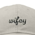 thumbnail image 2 of Dalix Wifey Embroidered Cotton Husband Baseball Cap Adjustable Dad Hat Womens in Washed Stone White, 2 of 5