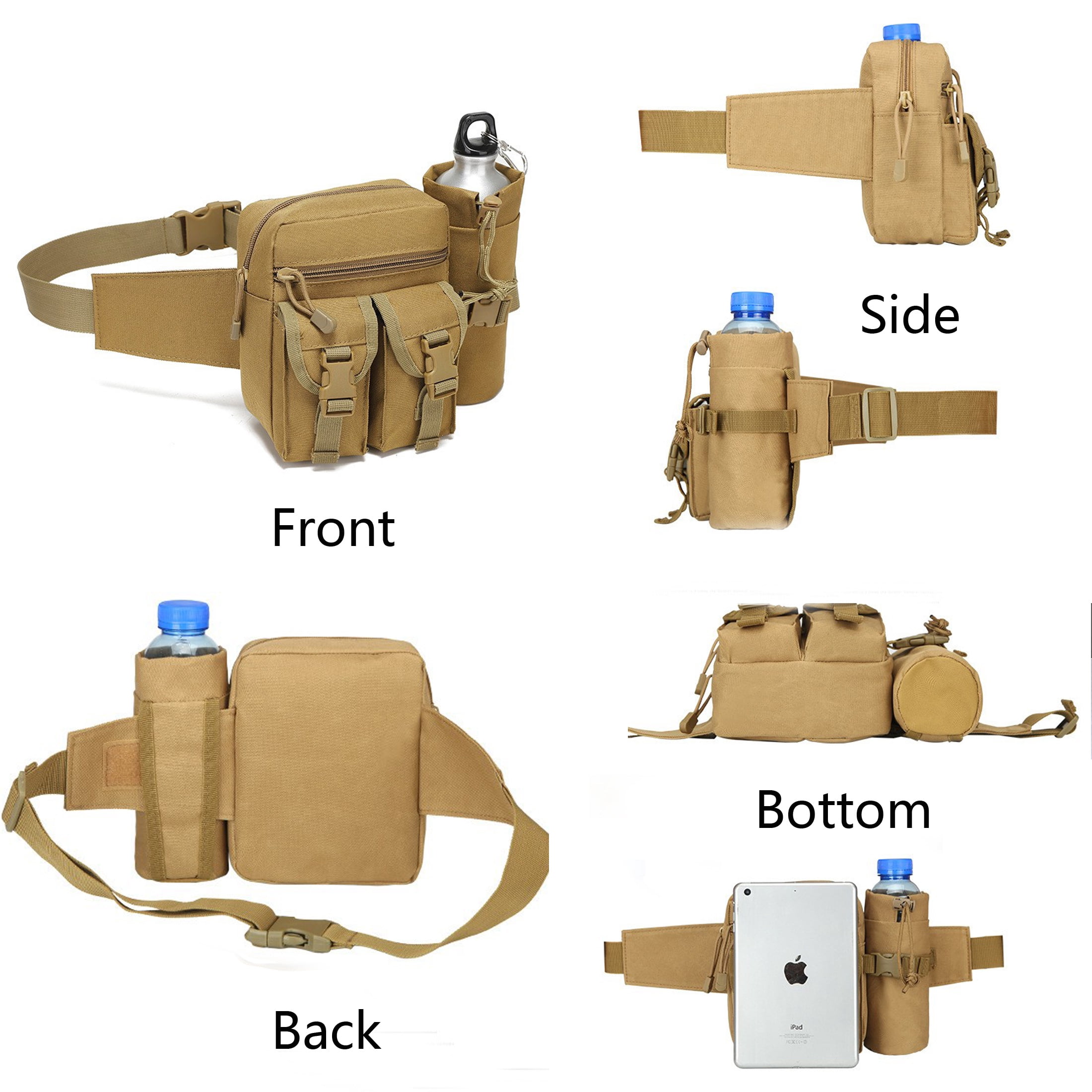 New Fishing Waist Bag, Multifunctional Running Waist Pack with Water Bottle Holder and Phone Pocket, Molle Multifunctional Storage Bag Suitable for Hiking