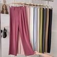 thumbnail image 3 of \ [105cm] Traje De Cintura Alta Para Cortinas De Pierna Ancha , Pantalones De Mujer , Primavera Y Otoño , Estilo Coreano , casual , Piso , Suelto , Recto , bl, 3 of 4
