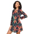 thumbnail image 3 of FORMRS Womens Long Sleeve Nightgowns Crew Neck Sleep Shirt Soft Pajamas Sizes S-3XL, Red Abstract, 3 of 8