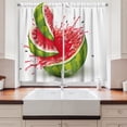 thumbnail image 2 of Modern Curtains 2 Panels Set, Summer Fruit Ripe Watermelon Cuts with Splashes of Juice Drops Print, Window Drapes for Living Room Bedroom, 55W X 39L Inches, Red White and Fern Green, by Ambesonne, 2 of 3