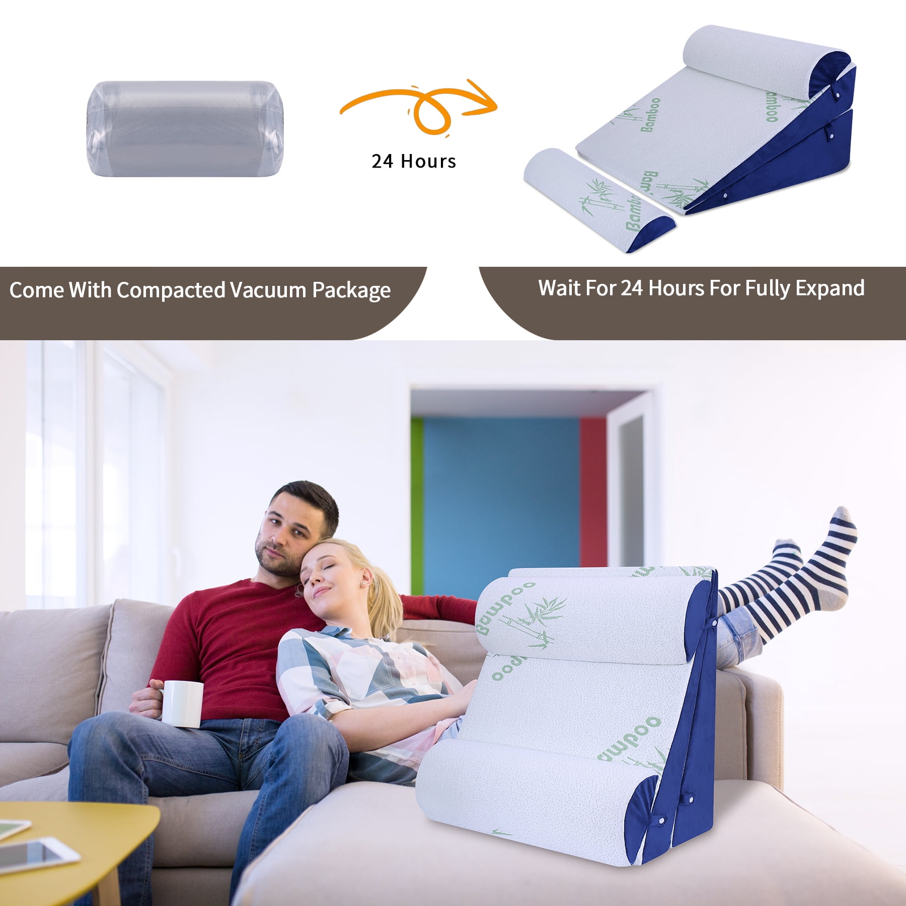 WDBBYL Memory Foam Wedge Pillows - Removable Cover, Post Surgery Recovery, Pain Relief 4 Count