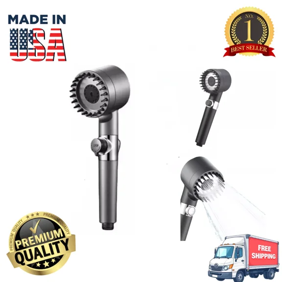 ZYLER- High-Pressure Shower Head 3-Mode Adjustable Spray With Massage Brush Filter Rain