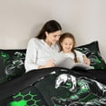 thumbnail image 5 of Homewish Extreme Sport Motorcycle 3-Piece Full Size Comforter Sets For Female Men,Abstract Graffiti Splash Bedding Comforter Set,Gradient Geometric Hexagon Lightweight Bedding Sets, 5 of 8