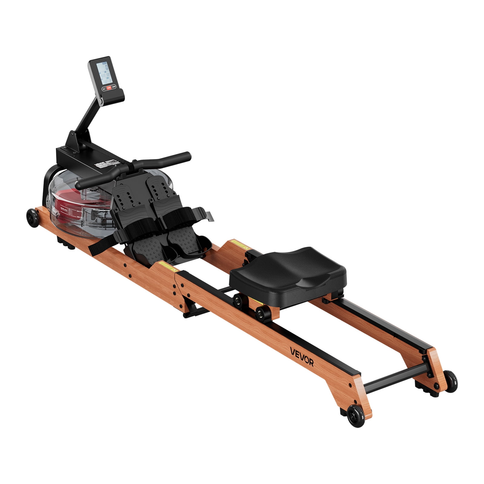 VEVOR Water Rowing Machine, 6-Level Quiet Resistance, Wooden Foldable Rower Machine with 14L Water Tank & LCD Monitor, Bluetooth App Compatible,350LBS Weight Capacity, Immersive Row Machines for Home