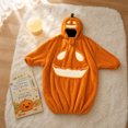 thumbnail image 2 of Halloween Pumpkin Costume, Wearable Blanket Hoodie Cozy Plush Lounger Robe, Pajamas Pumpkin Costume Loungewear Halloween Cosplay Costume, 2 of 6