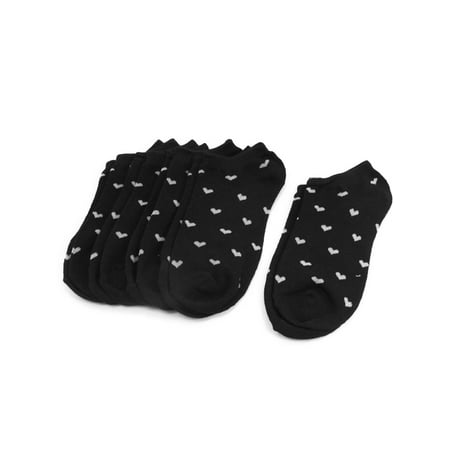 

5 Pairs White Heart Print Elastic Low Cut Ankle Sports Socks for Unisex