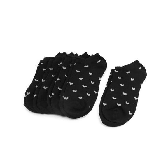 INSPIRE CHIC Women Man Black Heart Pattern Stretch Casual Sports Ankle Socks 5 Pair