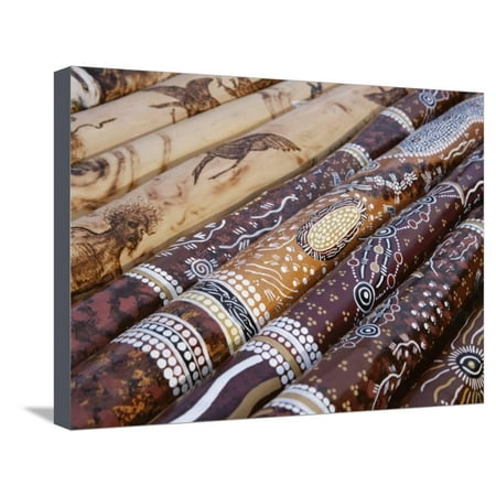 Painted Didgeridoo - Hand Painted Didgeridoos, Aboriginal Musical Instrument, Australia Stretched Canvas Print Wall Art By D H Webster