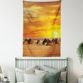 thumbnail image 4 of African Tapestry, African Landscape of a Small Town with Horizon Skyline at Dawn Ethiopian Photography, Wall Hanging for Bedroom Living Room Dorm Decor, 60W X 80L Inches, Orange, by Ambesonne, 4 of 5