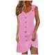 thumbnail image 1 of Camisón de poliéster para mujer, vestido de tirantes con cuello en V y botones para vacaciones de primavera y verano., 1 of 7