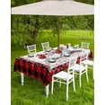 thumbnail image 3 of Red Plaid Christmas Outdoor Tablecloth - 60x84 Inch Rectangle Dining Table Cover, Snowman Xmas Berry Birds Waterproof Outdoor Table Cloth with Umbrella Hole & Zipper for Picnic/Patio/Party, 3 of 5