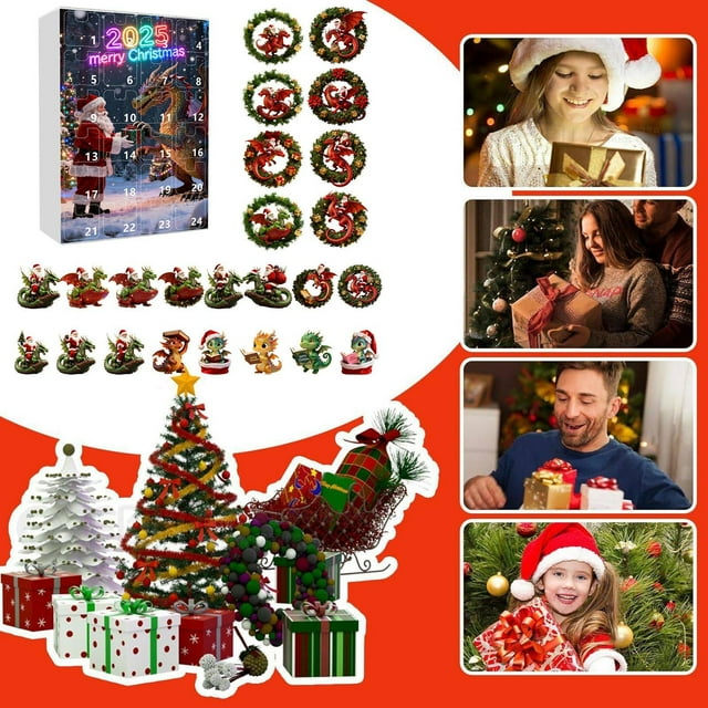 2025 Countdown Sets Advent Calendar Featuring 24 Santa Riding Designs for Kids for the Holiday Season
