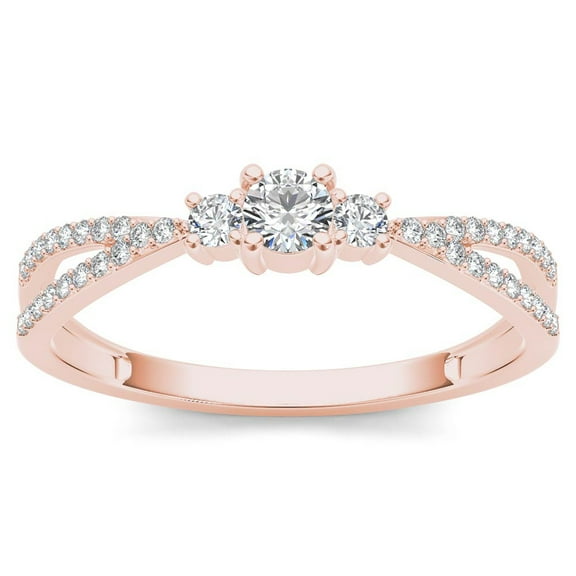 1/4 Carat T.W. Diamond Split Shank Three-Stone 10kt Rose Gold Engagement Ring