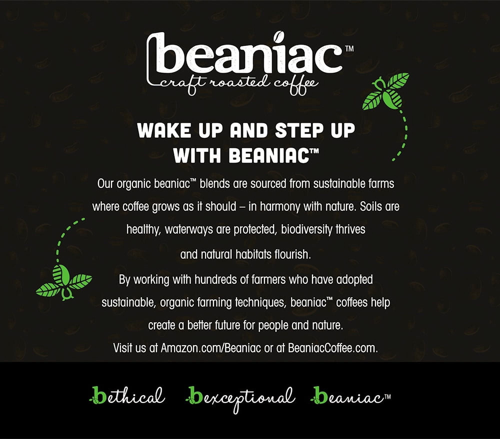Beaniac Organic Downtime Decaf Swiss Water Decaffeinated Medium Roast Coffee Pods, 30 Count