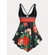thumbnail image 3 of Tankini de Talla Extra con Estampado de Flores de Color Degradado Rosegal  Camisetas tallas grandes, 3 of 5