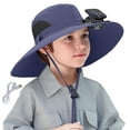 thumbnail image 2 of Kids' Solar-Powered Fan Sun Hat, Wide Brim with Cooling Fan and Mesh for Outdoor Activities, 3-12 Years Dark Gray Free Size, 2 of 5