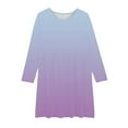 thumbnail image 4 of Odeerbi Toddler Girls Skater Twirl A-Line Dress Long Sleeve Pleated Dancing Dress Spring Fall Gradient Dress Stretchy Twirly Skater School Recital Dress Toddler Clothes Purple, 4 of 5