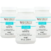 Waverly Inspirations White Matte Acrylic Craft Paint, 3 Pack, 8 fl oz each