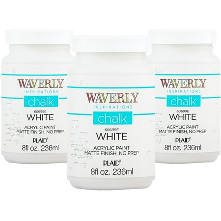 Waverly Inspirations White Matte Acrylic Craft Paint, 3 Pack, 8 fl oz each