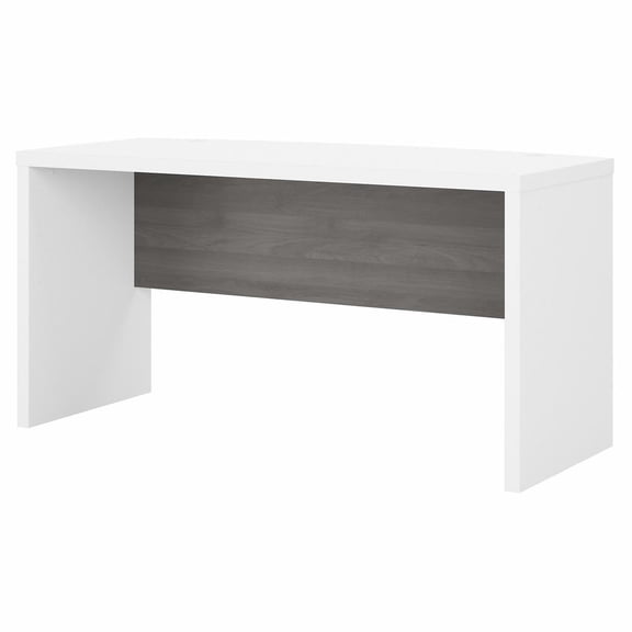 Bush Business Furniture Echo 60W Bow Front Desk in Pure White and Modern Gray